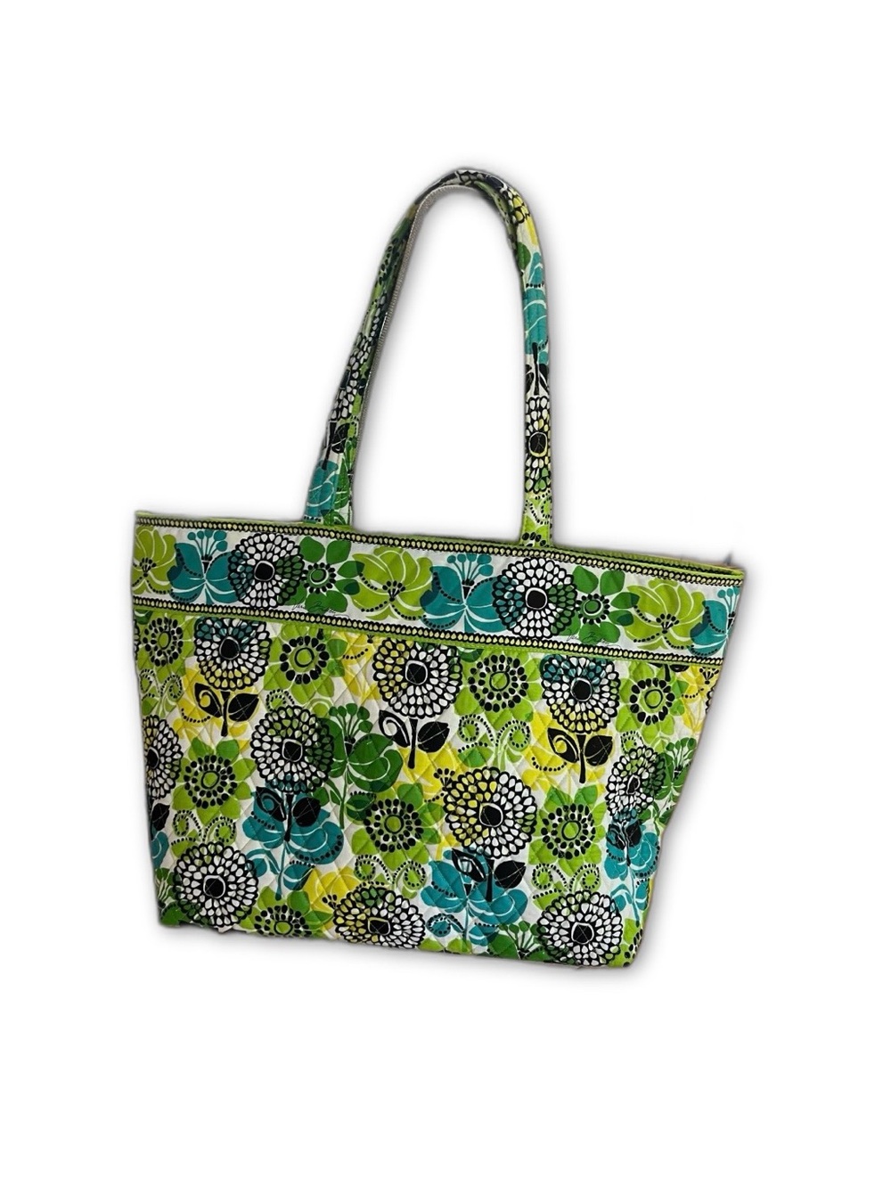 EUC! Vera Bradley XL Tote Bag | Limes Up Green |Floral Quilted